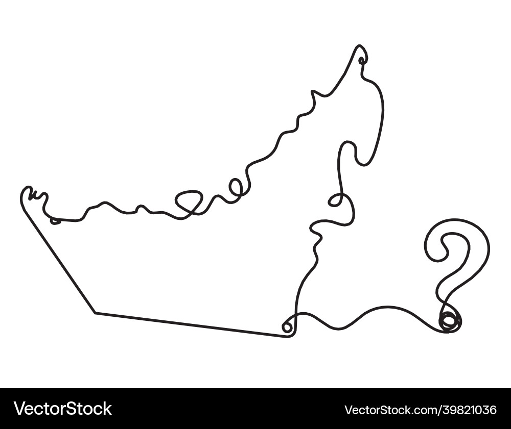 Map of uae with question mark as line drawing Map of uae with question mark as line drawing vector image