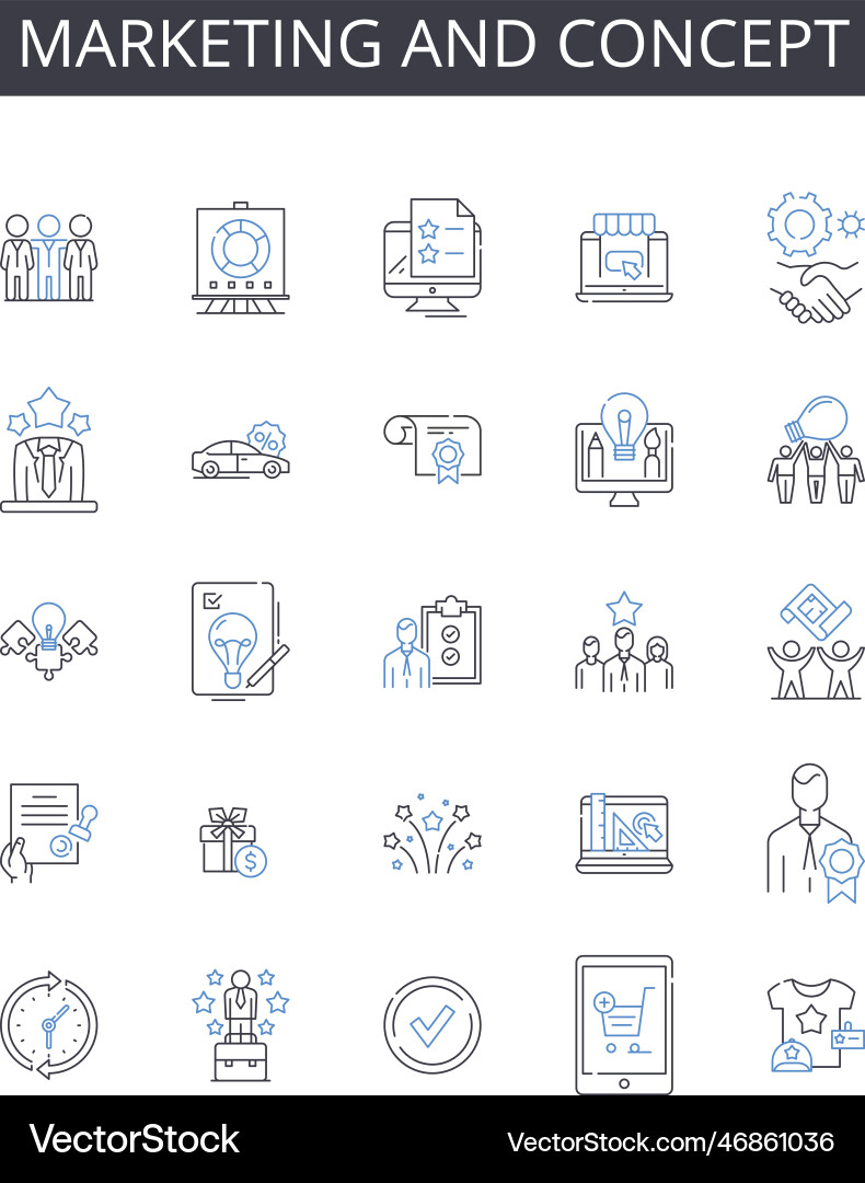 Marketing and concept line icons collection Marketing and concept line icons collection vector image