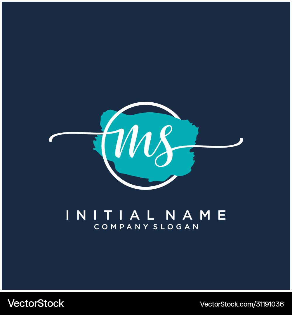 Ms initial handwriting logo design with brush Ms initial handwriting logo design with brush Vector Image