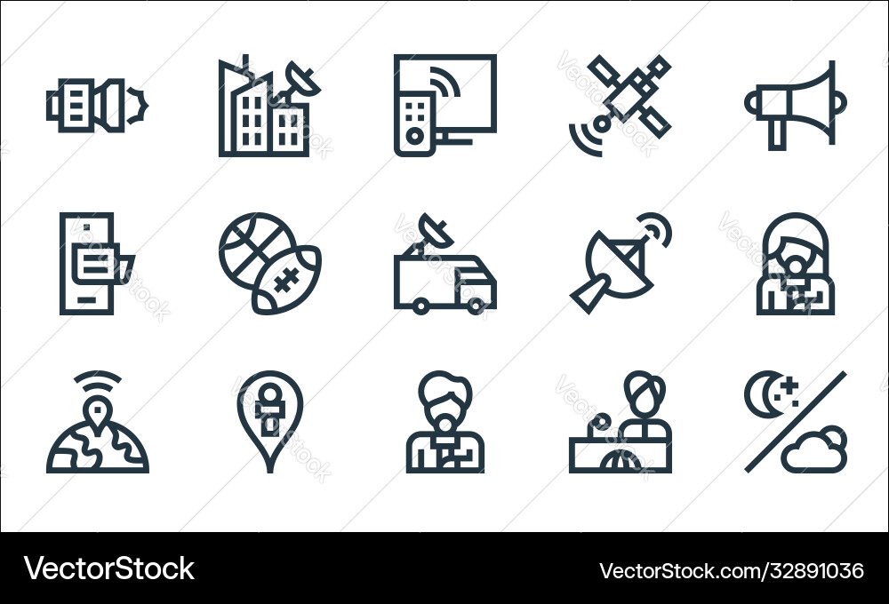 News line icons linear set quality News line icons linear set quality vector image