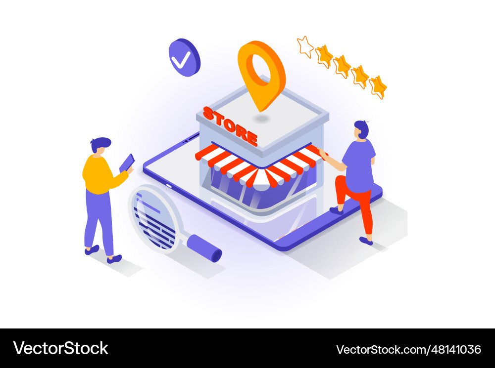 Online shopping concept in 3d isometric design Vector Image
