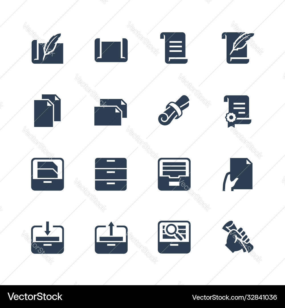 Paper documents and archive related icon set Paper documents and archive related icon set vector image
