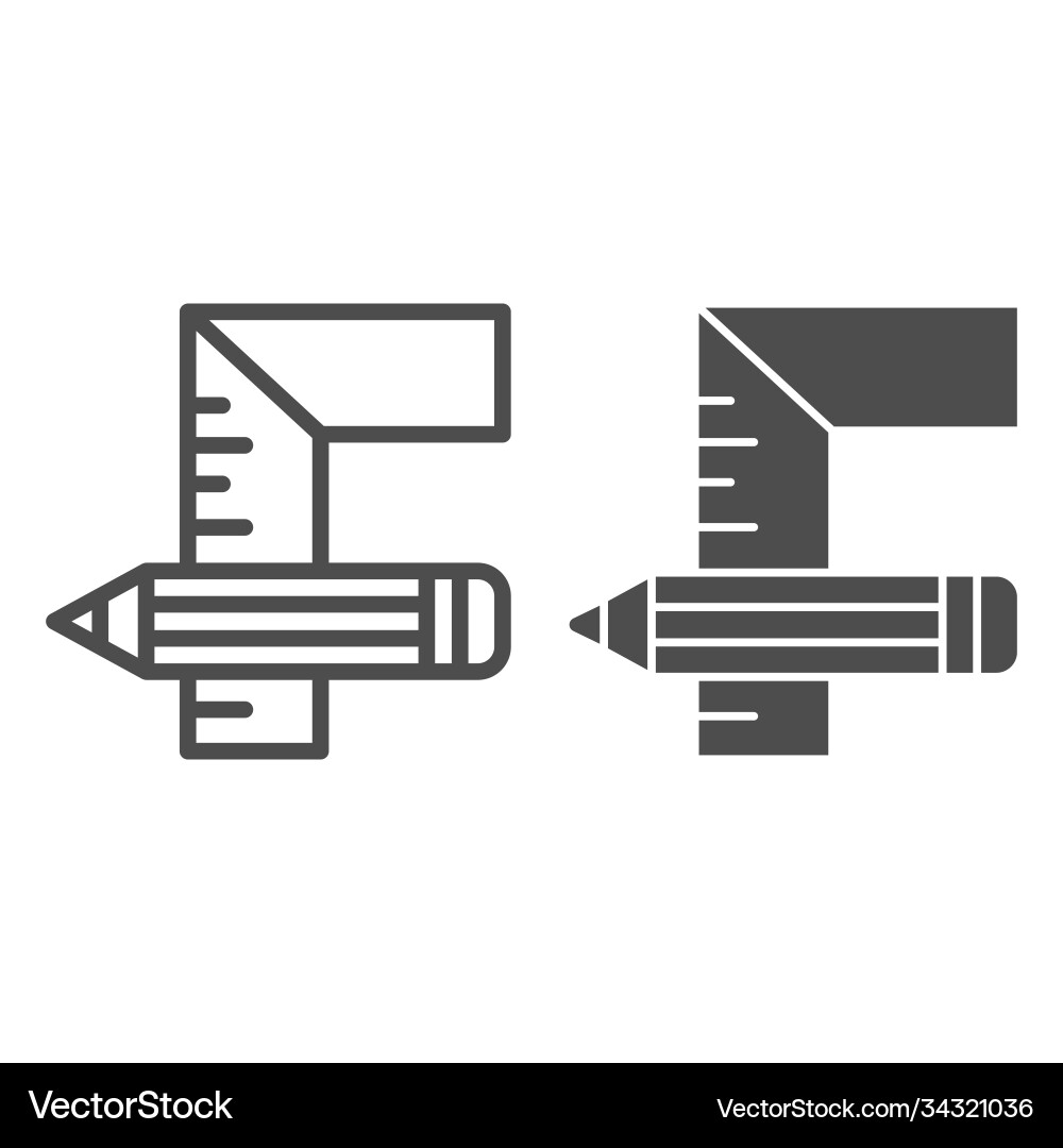 Pencil and corner ruler line solid icon house Vector Image