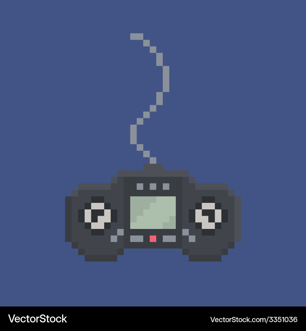 Pixel art design item - simply drawn wired gamepad vector image