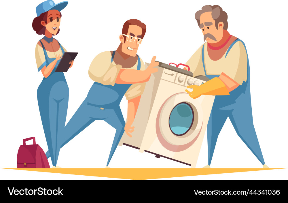 Plumber Installing Washing Machine vector image