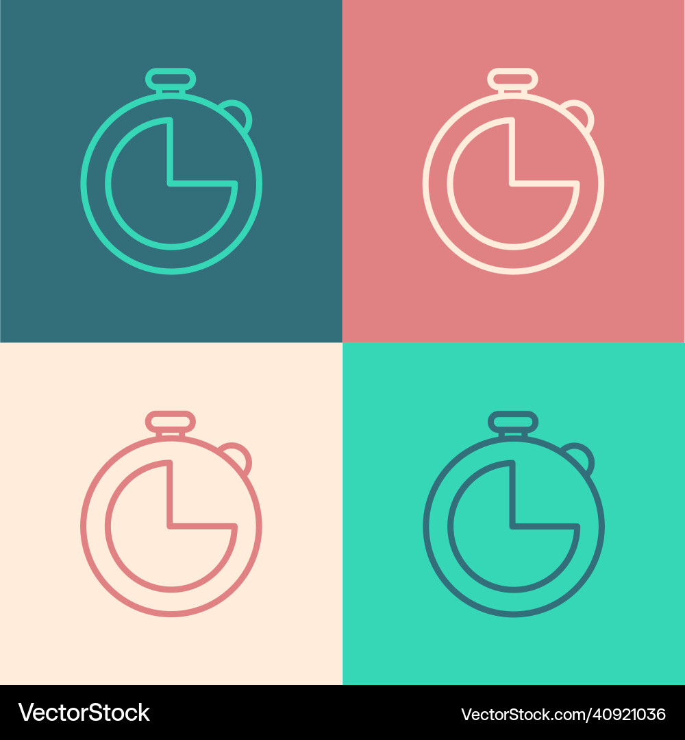 Pop art line kitchen timer icon isolated on color Pop art line kitchen timer icon isolated on color vector image