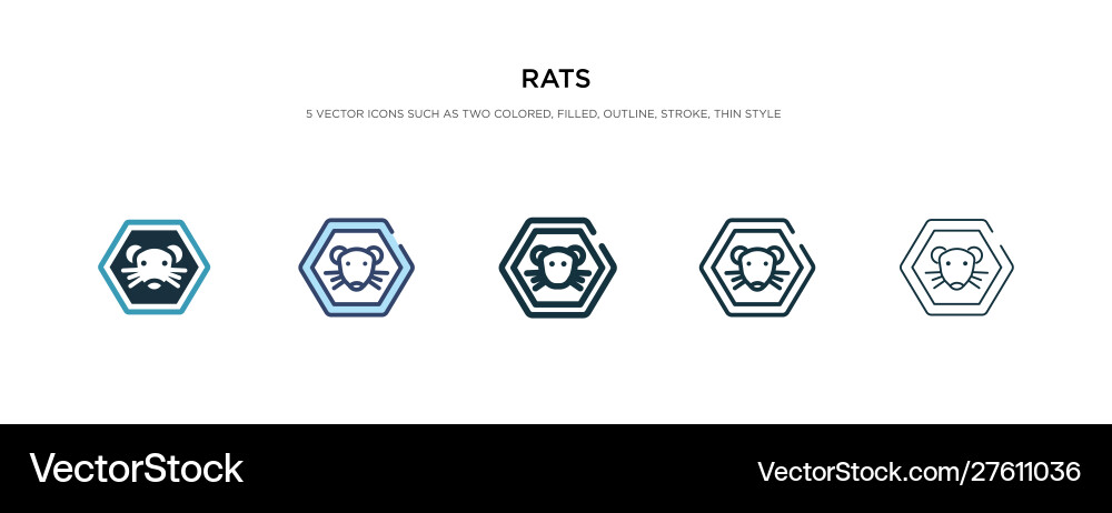 Rats icon in different style two colored vector image