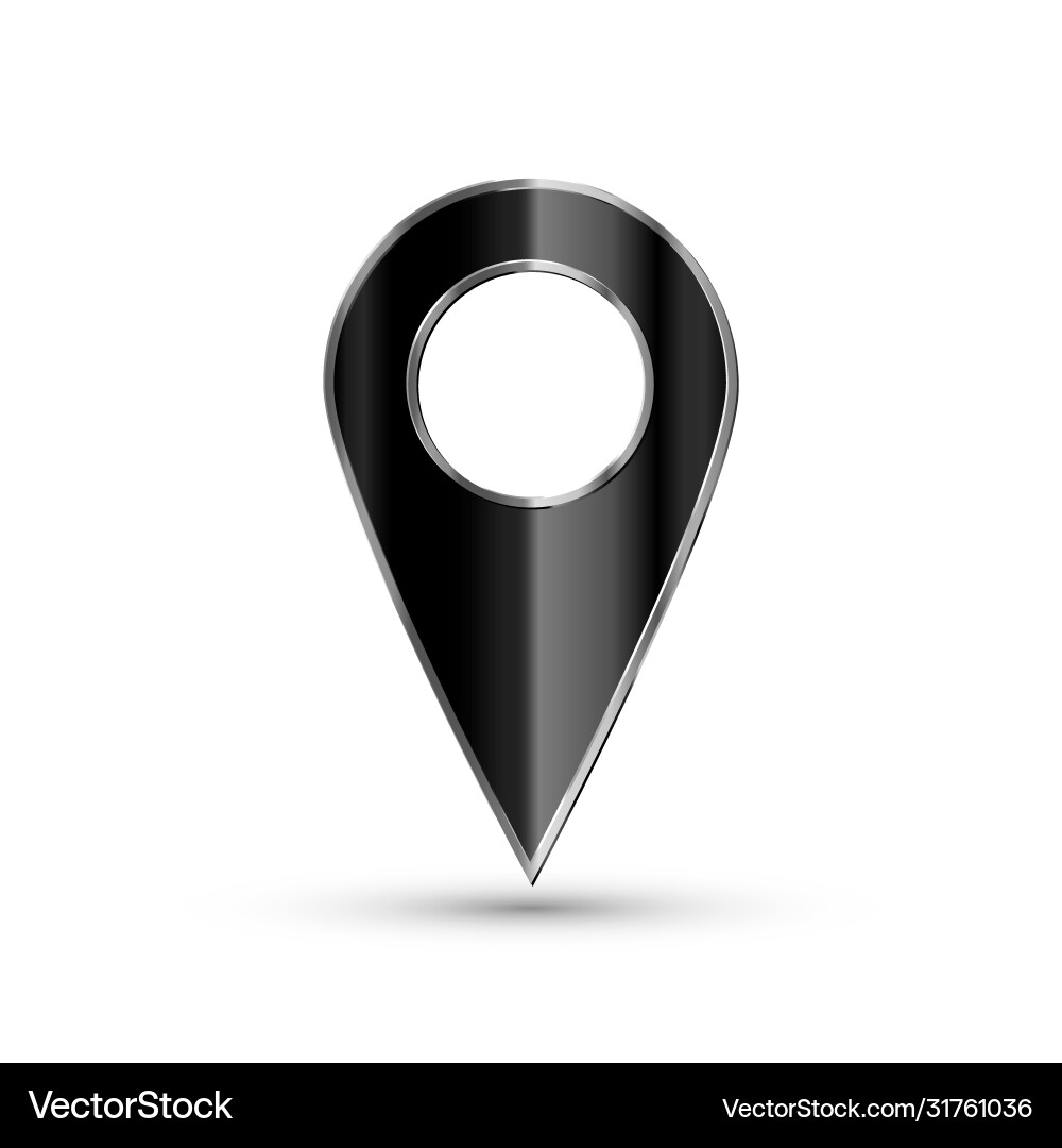 Realistic 3d pointer map black marker icon Realistic 3d pointer map black marker icon Vector Image
