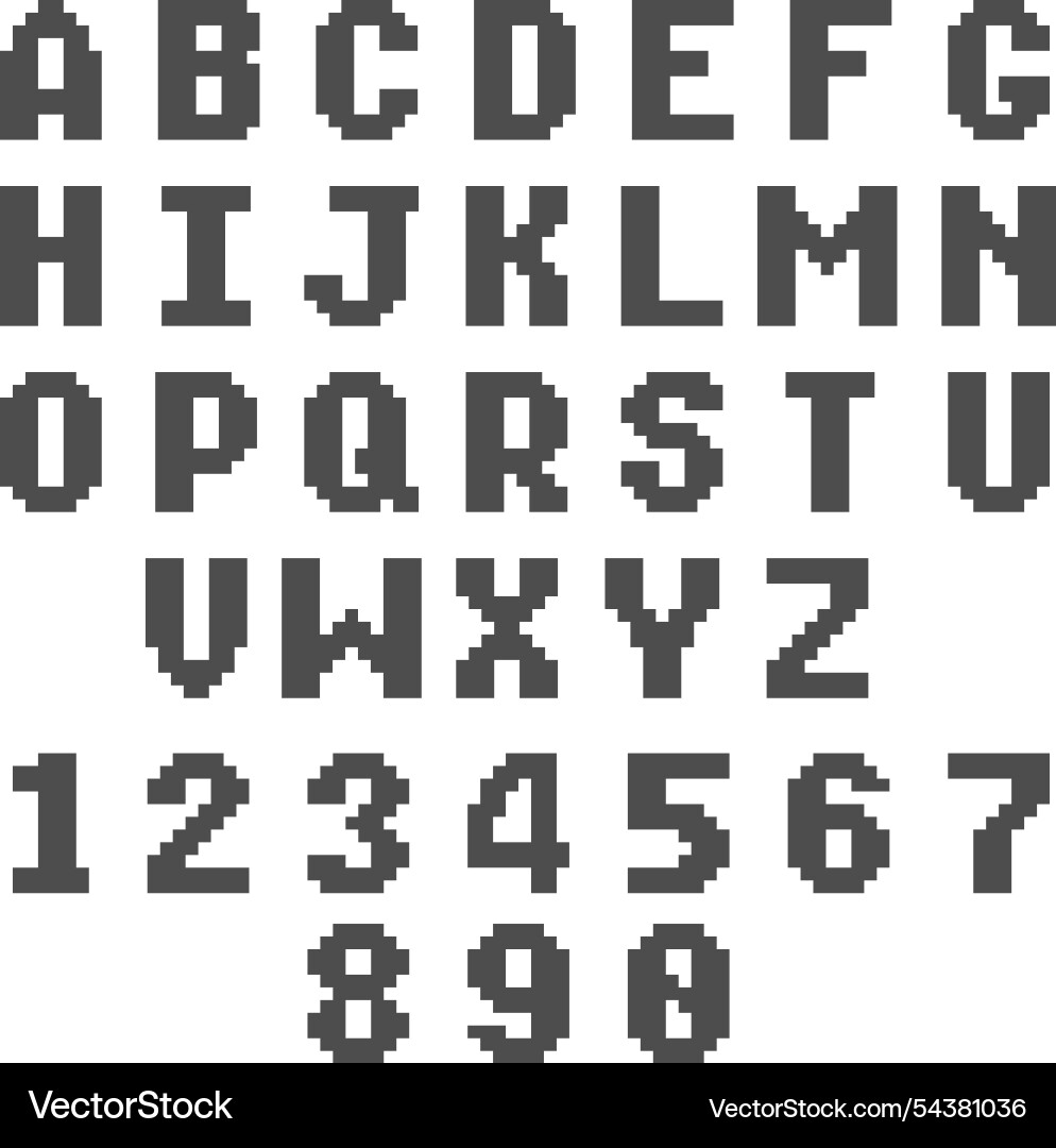 Retro Pixel alphabet digital 8 bit Spiel Schrift Retro Pixel alphabet digital 8 bit Spiel Schrift vektorbild