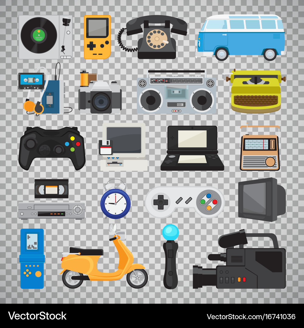 Retro Tech Gadget Icons vector image