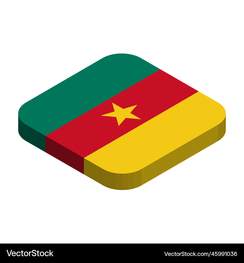 Rounded square isometric flag of cameroon Rounded square isometric flag of cameroon Vector Image