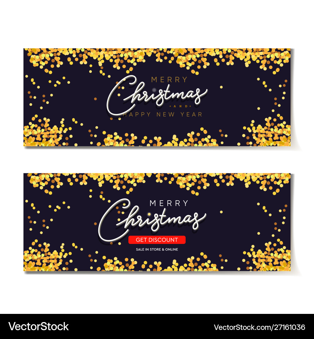 Set horizontal backgrounds with golden glitter Vector Image