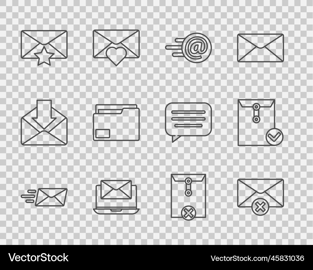 Set line express envelope delete mail and e-mail Set line express envelope delete mail and e-mail Vector Image