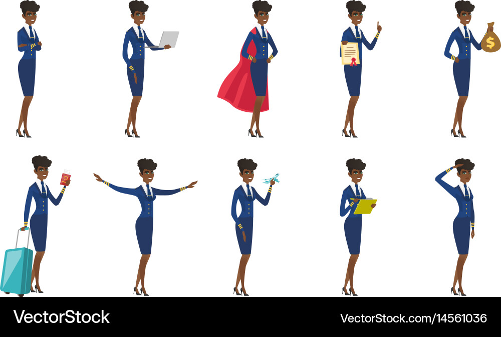 Set of stewardess characters vector image