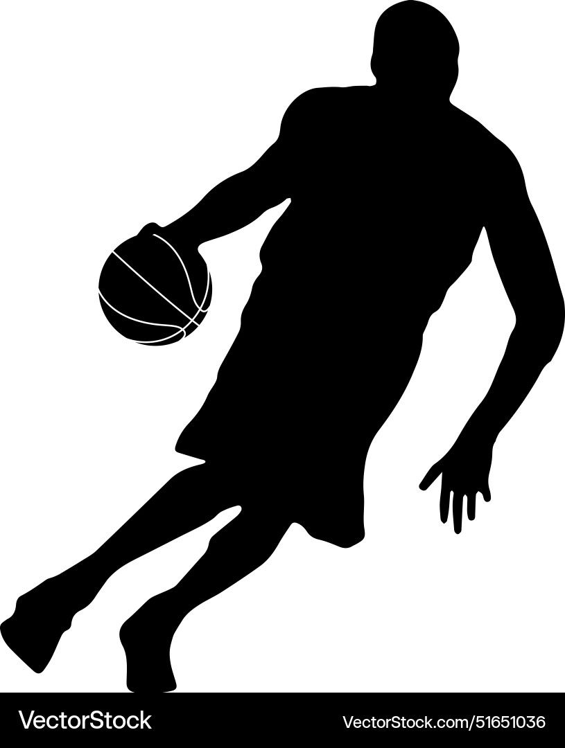 Silhouette of a basketball player showing Silhouette of a basketball player showing Vector Image