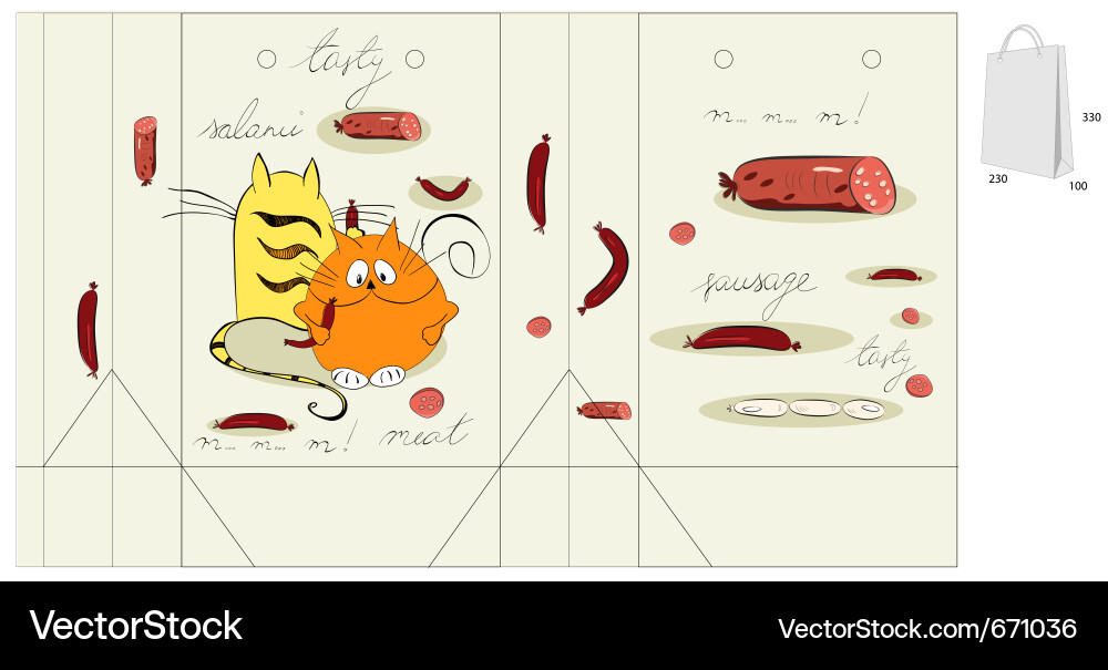 Template for bag with two cats Vector Image