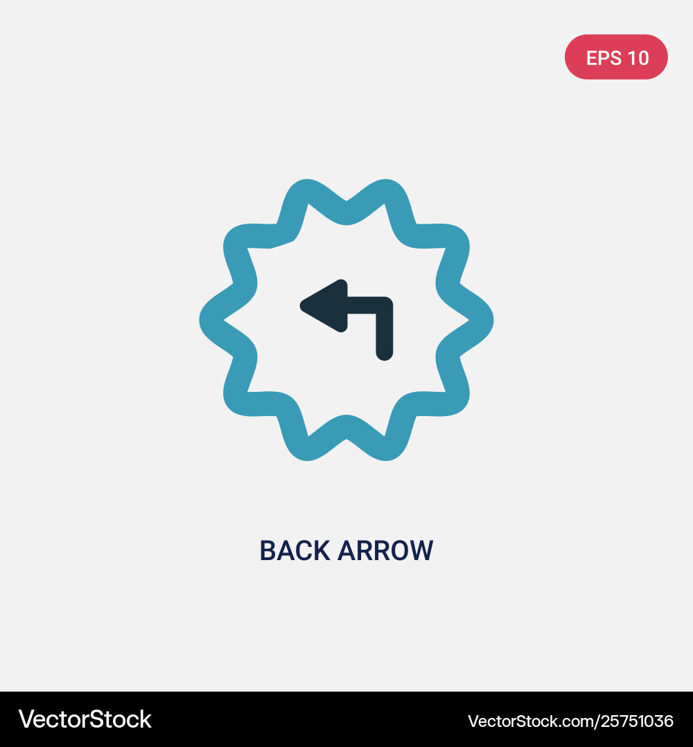 Two color back arrow icon from user interface Two color back arrow icon from user interface vector image