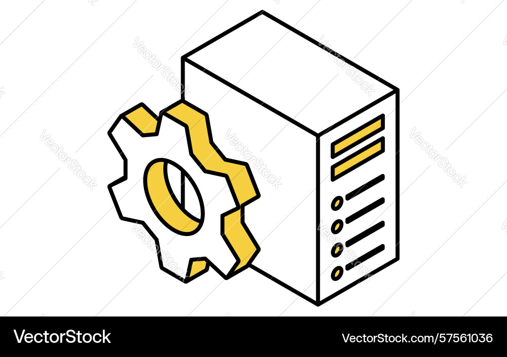 Web server system maintenance isometric line icon vector image
