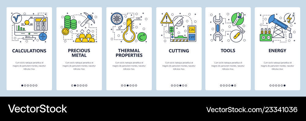 Web site onboarding screens hardware tools Vector Image