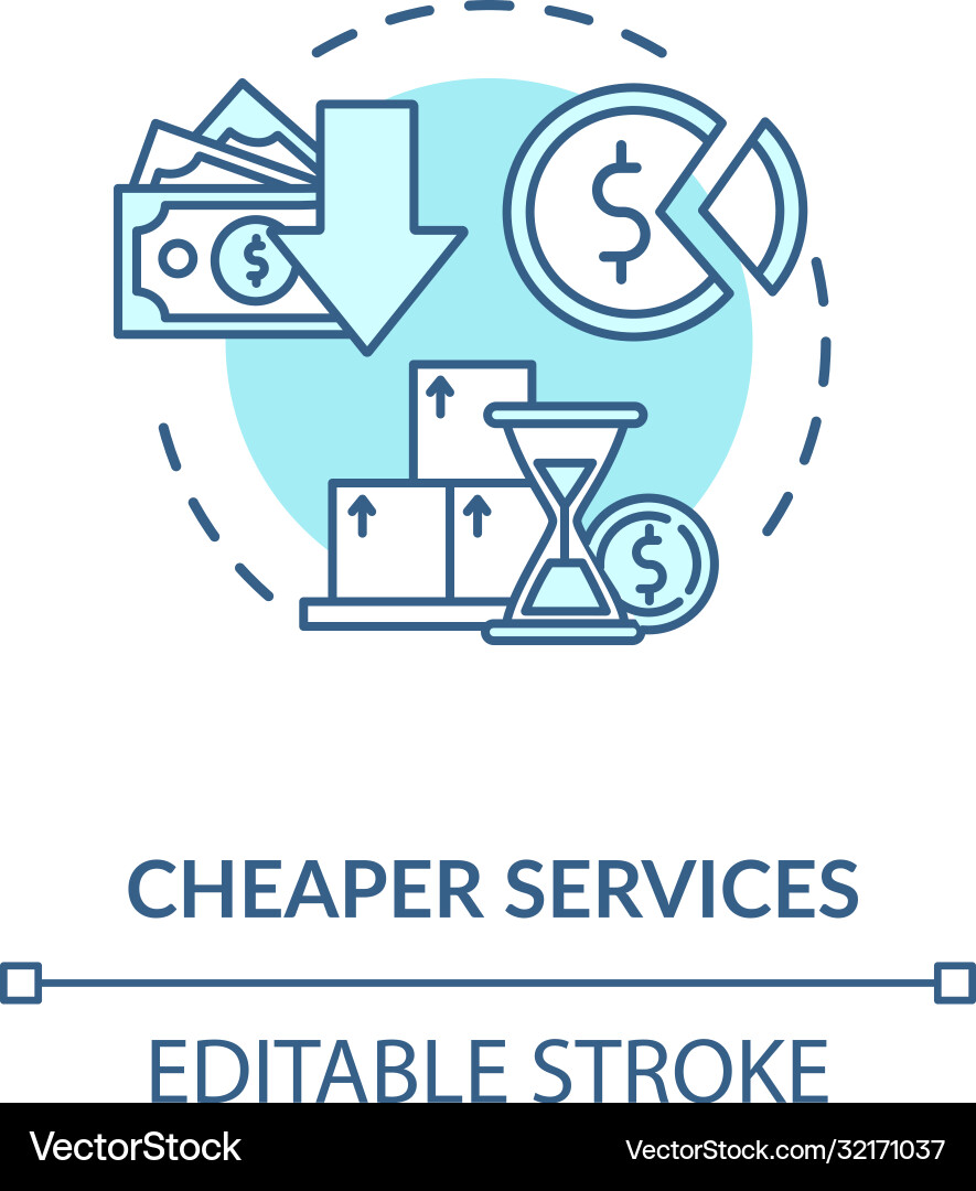 Cheaper services turquoise concept icon Cheaper services turquoise concept icon vector image