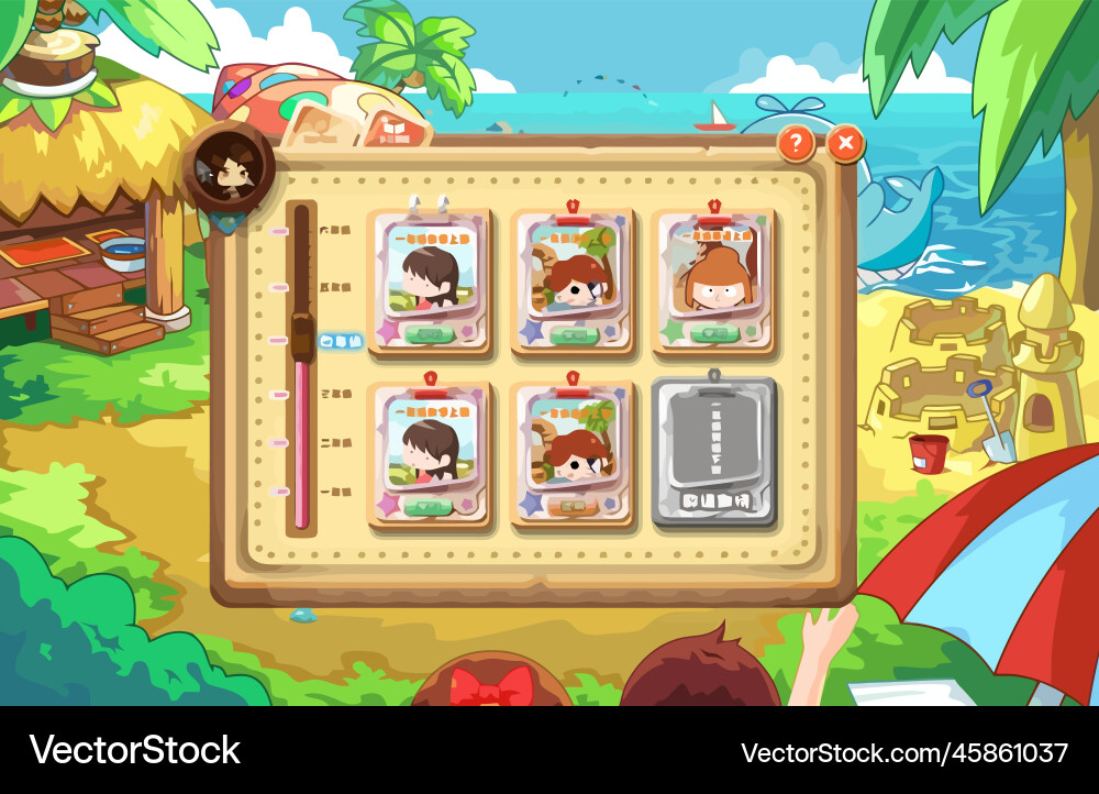 Complete set of level button game ui pop-up icon vector image