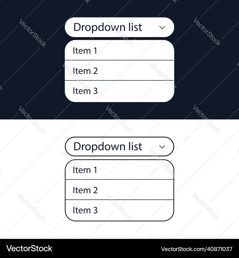 Dropdown-Liste mit Menüpunkten für die Website Dropdown-Liste mit Menüpunkten für die Website vektorbild