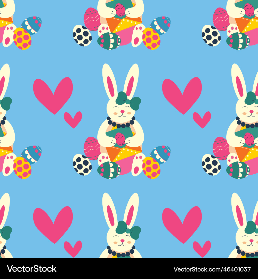 Easter pattern with eggs rabbit hare envelope Vector Image