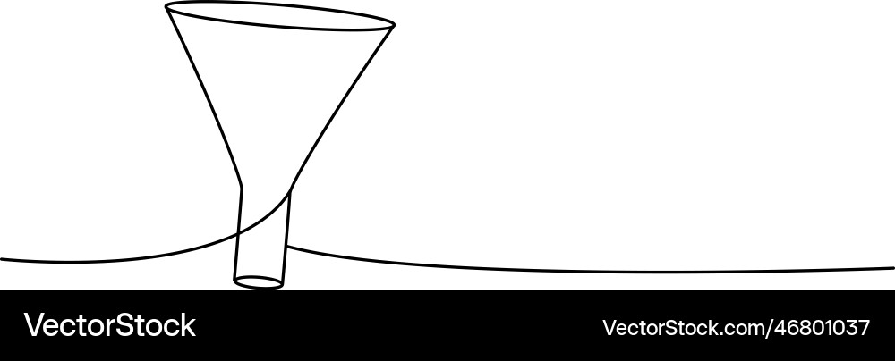 Filter funnel one line continuous drawing Filter funnel one line continuous drawing Vector Image