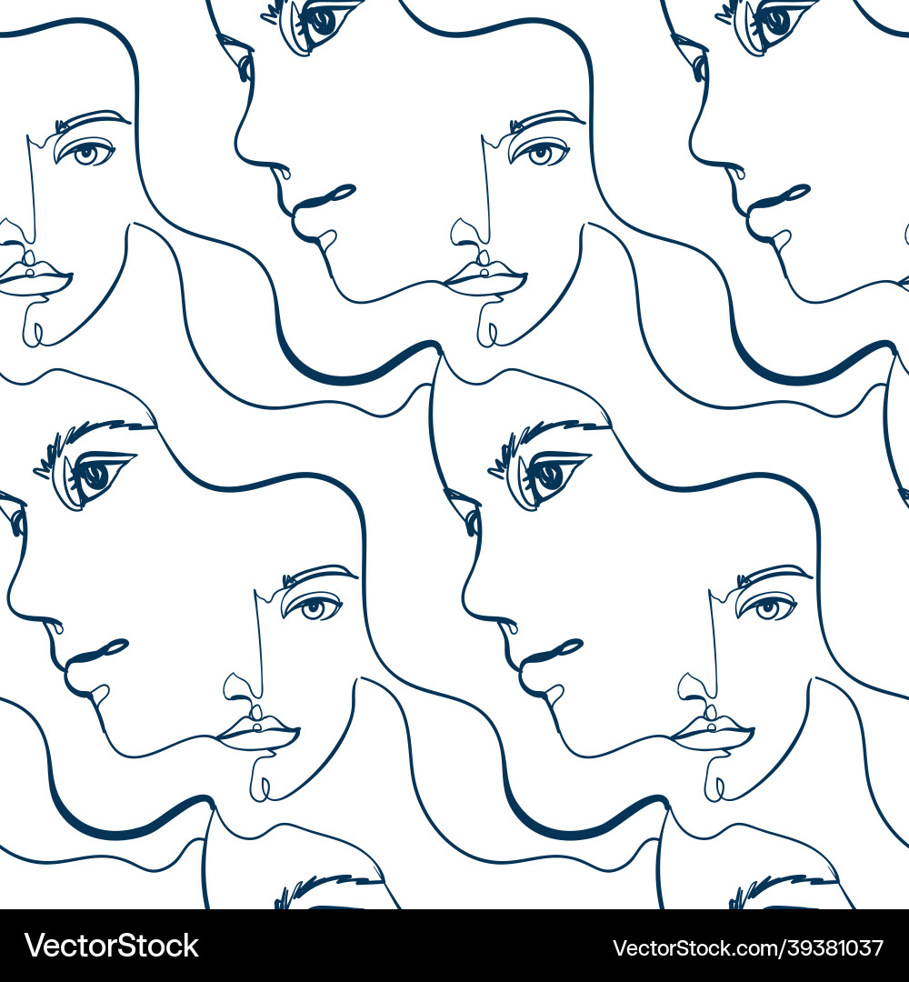 Girl face stained glass style seamless art line Girl face stained glass style seamless art line vector image