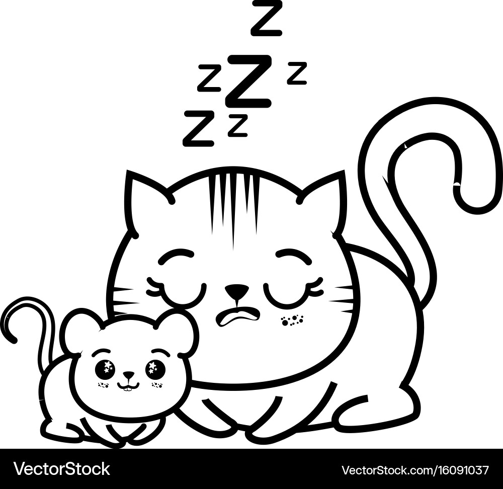 Isolated cat and mouse vector image