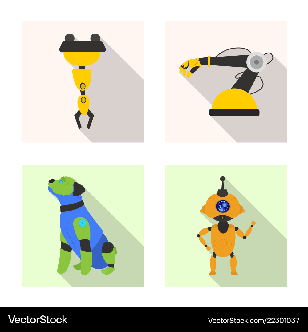 Isolated object of robot and factory symbol set Isolated object of robot and factory symbol set vector image