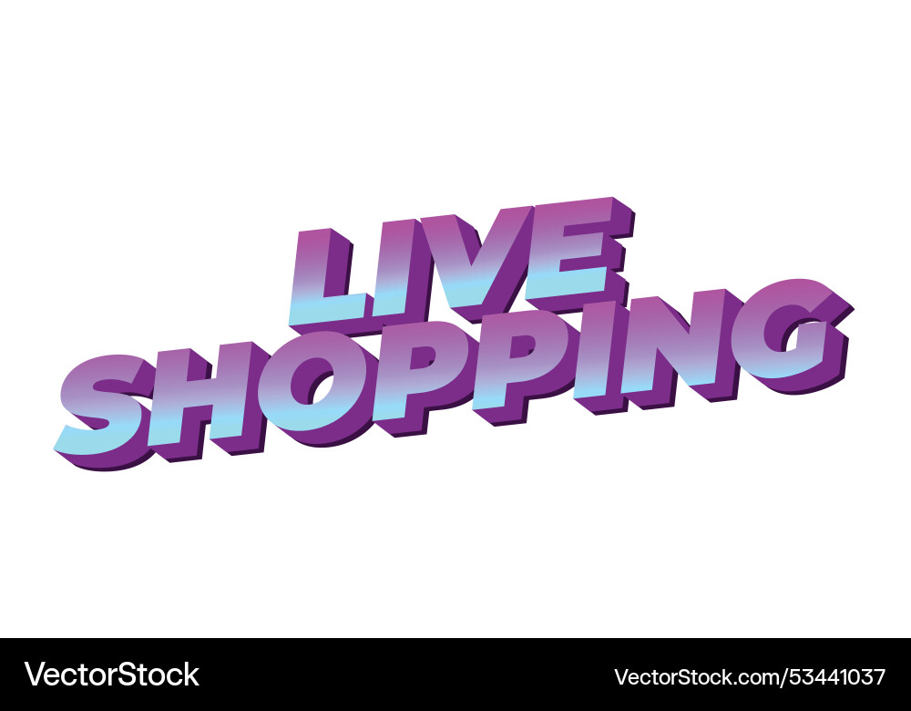 Live shopping text effect in 3d style with eye Vector Image