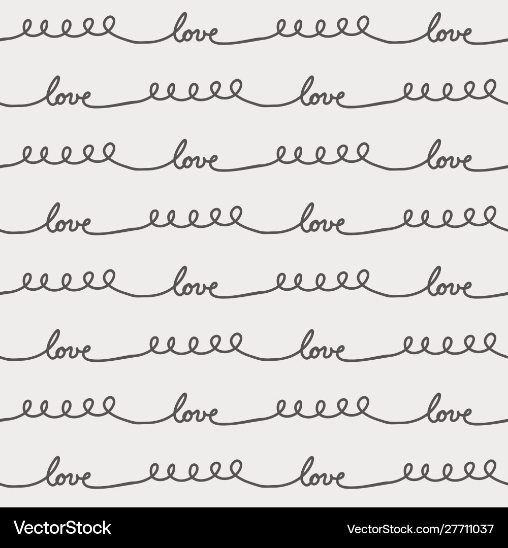 Love cursive continuous line seamless pattern Love cursive continuous line seamless pattern vector image