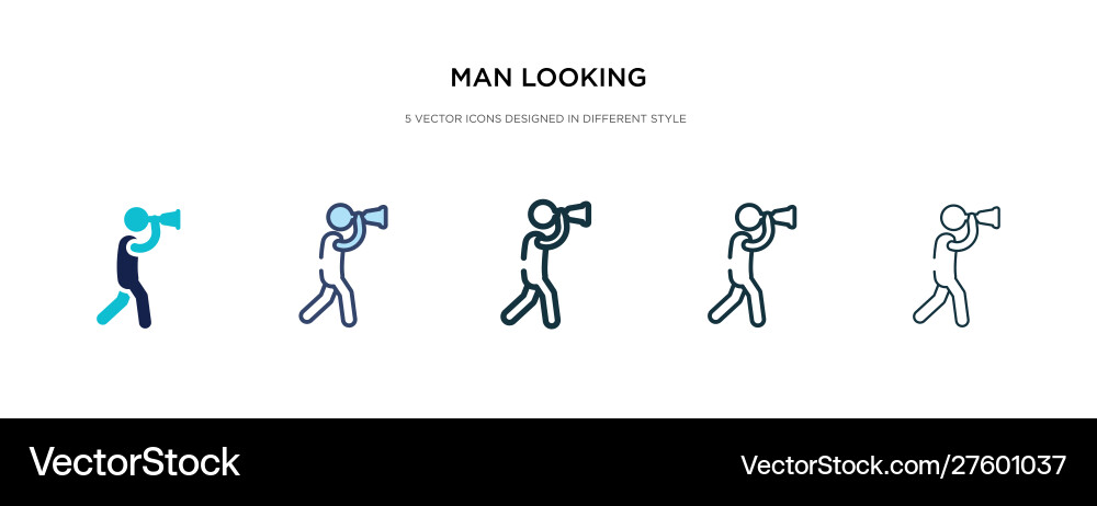 Man looking icon in different style two colored Man looking icon in different style two colored Vector Image