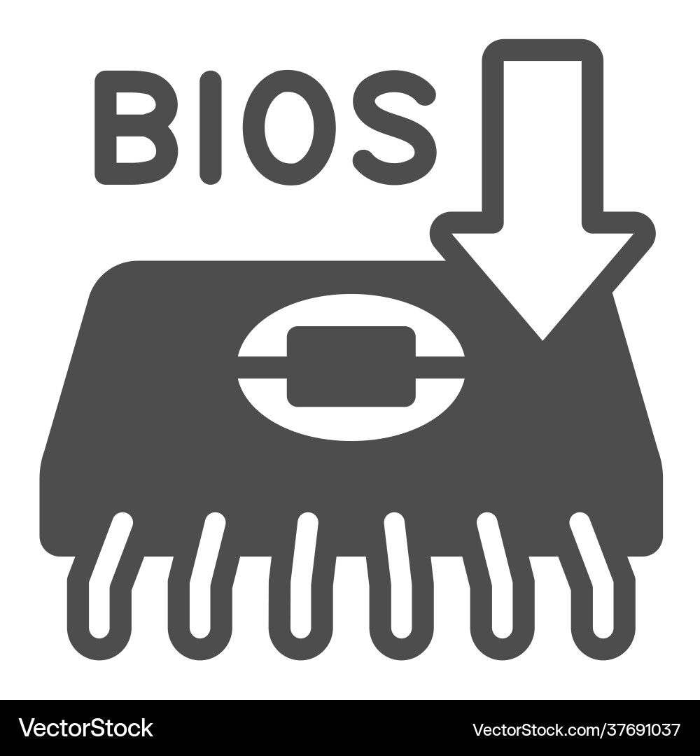 Microcircuit with bios chip solid icon pcrepair Microcircuit with bios chip solid icon pcrepair vector image