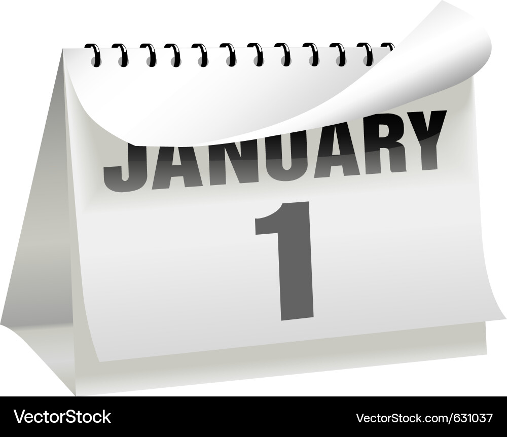 New Year's Day Calendar Turning Page Vector Image