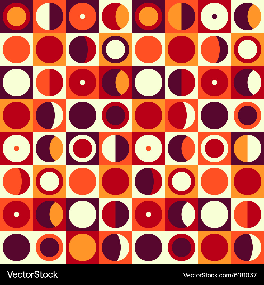 Retro Geometric Pattern - Circles & Squares vector image
