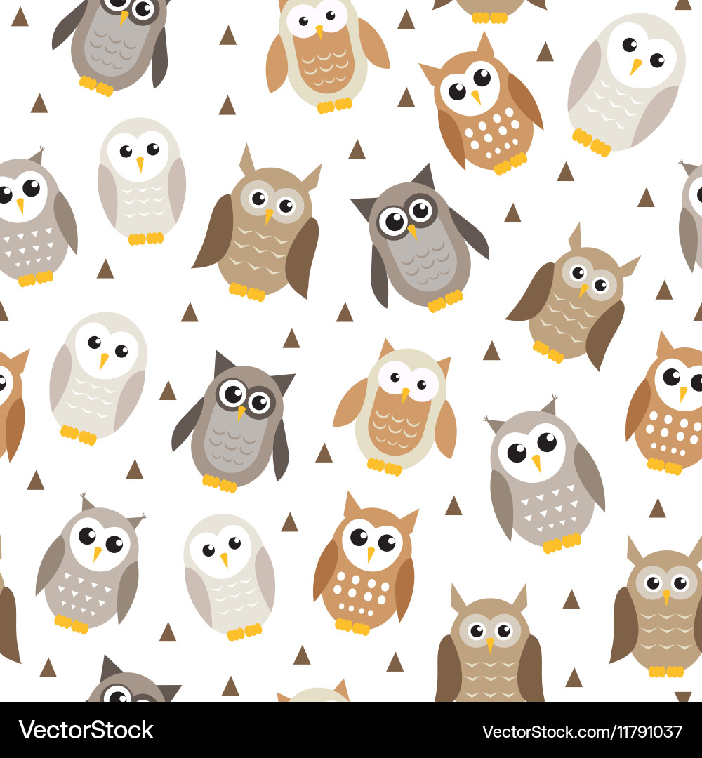 Seamless Owl Texture Pattern Vector Image