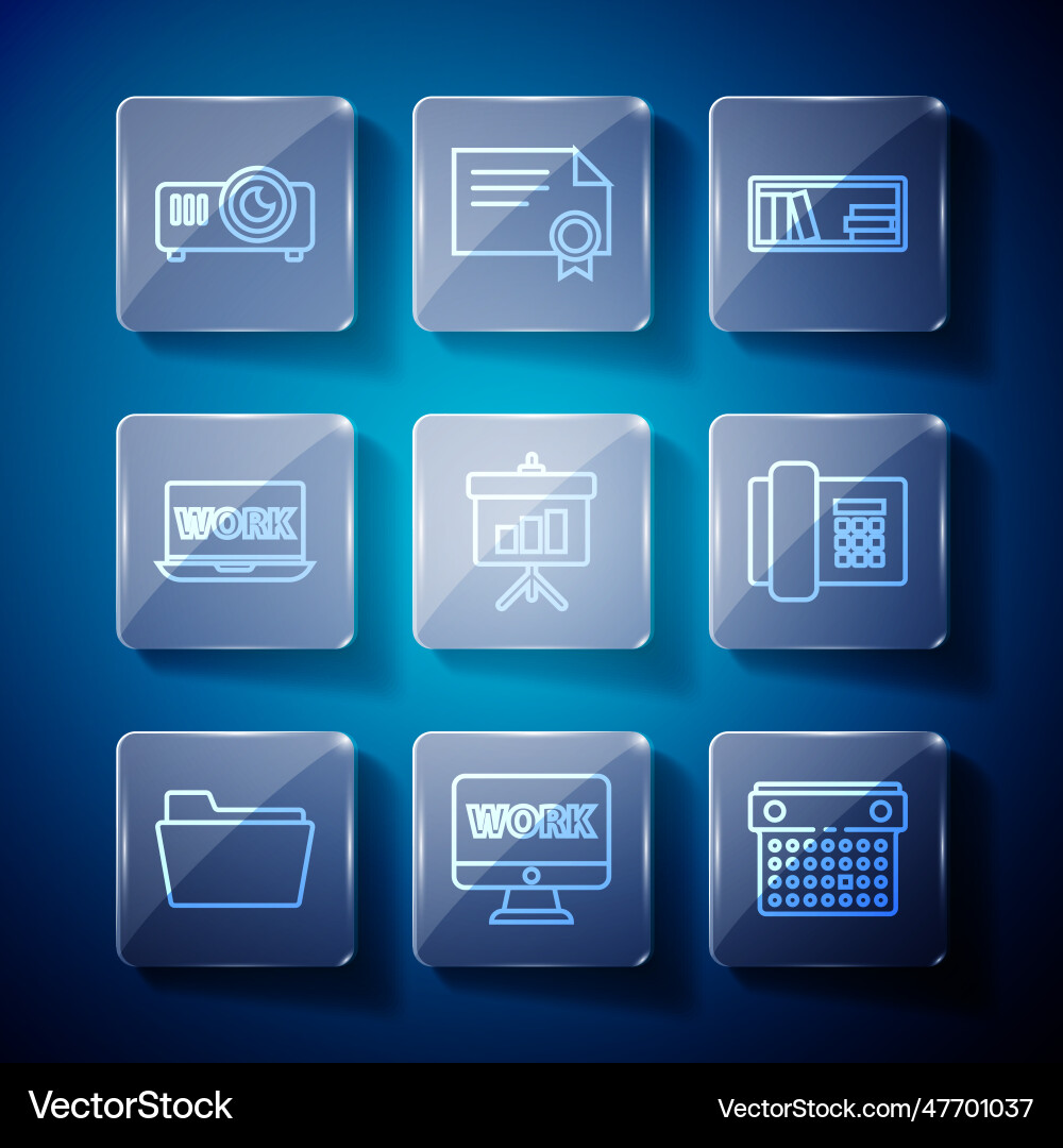 Set line document folder monitor with text work vector image