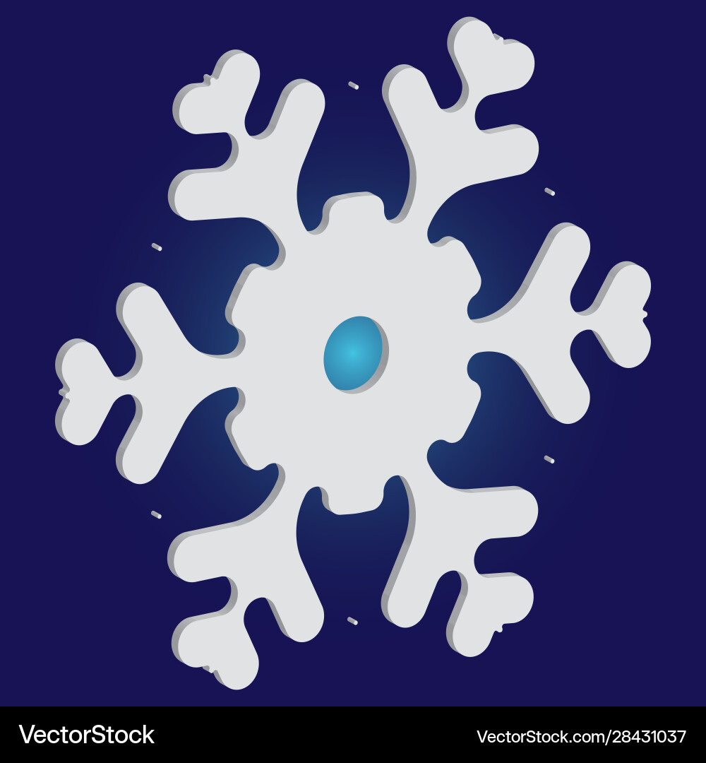 Simple snowflake with shadow on blue background Vector Image