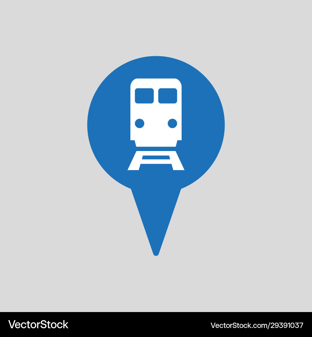 Subway or railway station map pointer icon on grey Vector Image
