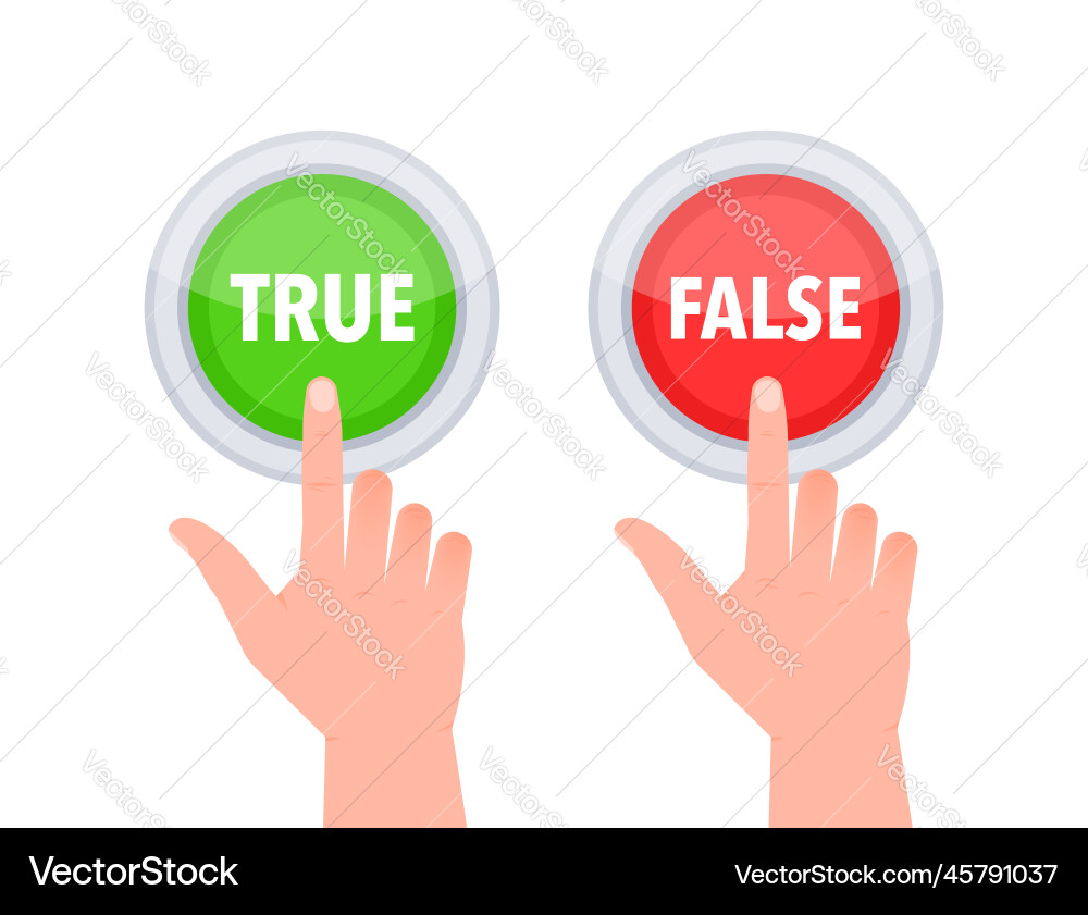 True false button sign check mark and cross True false button sign check mark and cross vector image