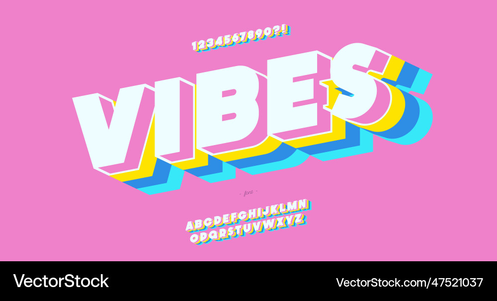 Vibes 3d bold font colorful style Vector Image