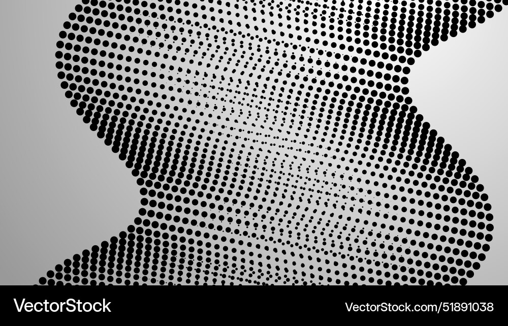 Black and white halftone curve abstract background Vector Image