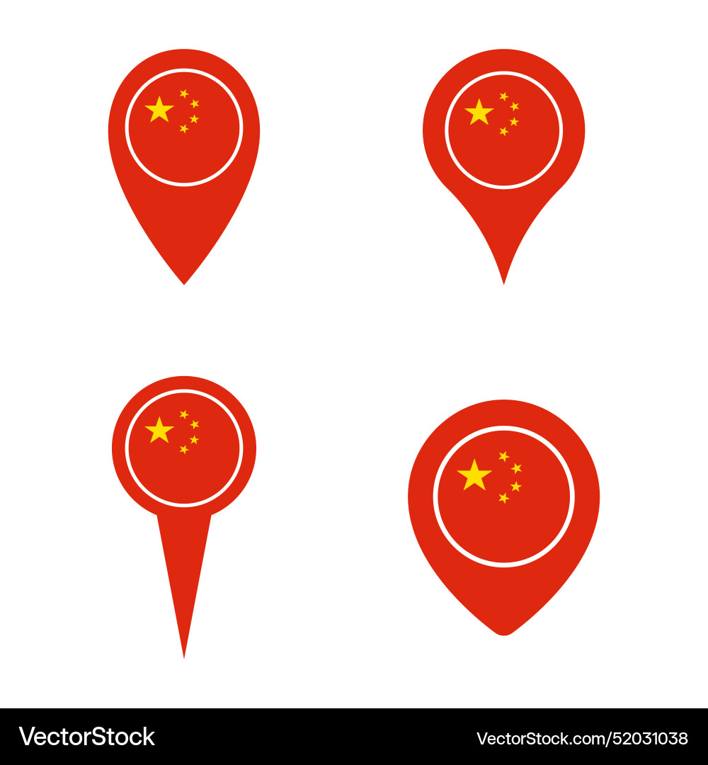 China map pointer icons set national flag China map pointer icons set national flag vector image