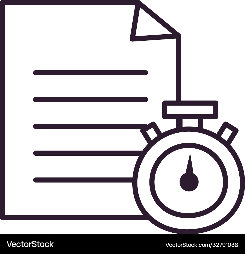 Chronometer and document paper line style icon vector image