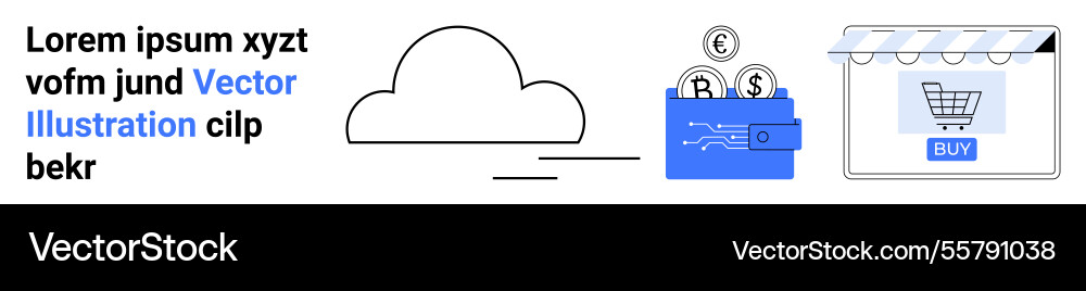 Cloud computing enabling digital wallet Cloud computing enabling digital wallet vector image
