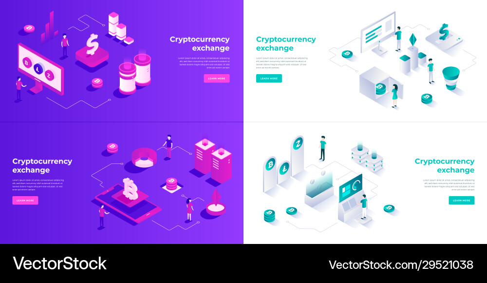 Cryptocurrency exchange and blockchain 3d Cryptocurrency exchange and blockchain 3d vector image