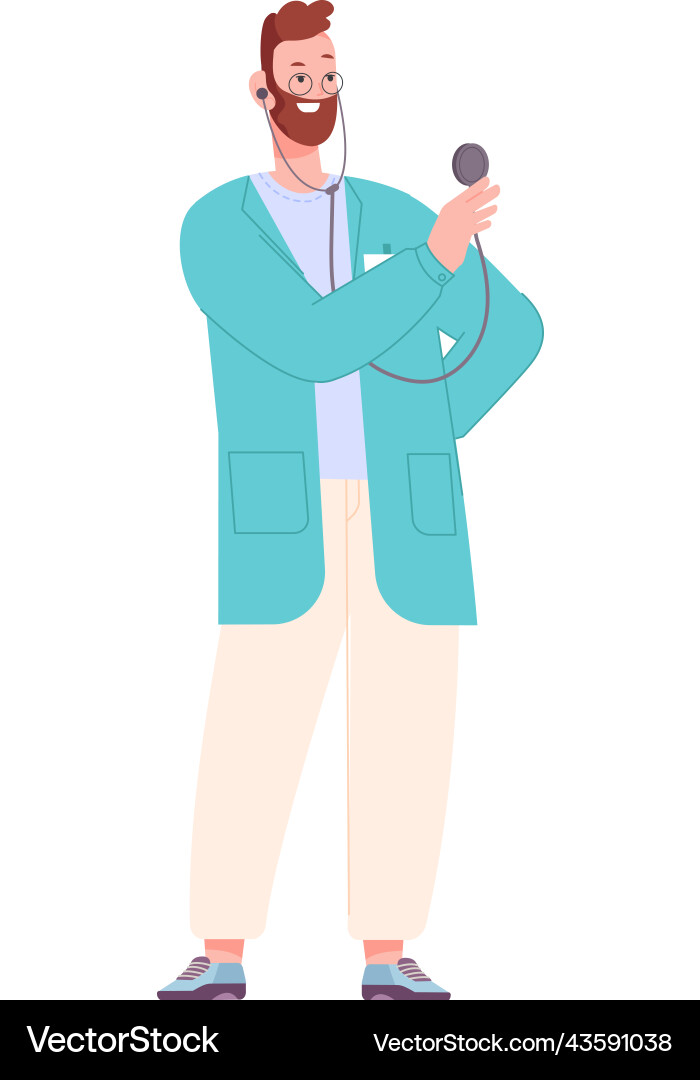 Doctor holding stethoscope medical heart beat Doctor holding stethoscope medical heart beat Vector Image