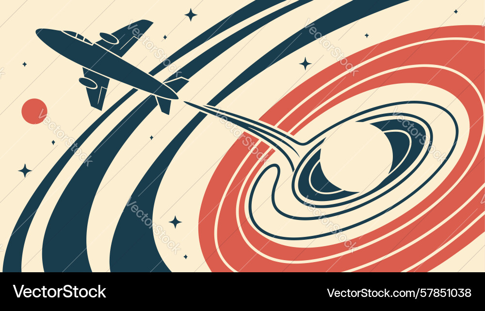 Dynamic rocket launch into swirling abstract Vector Image